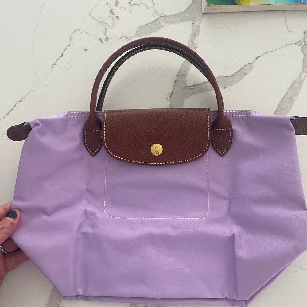 Longchamp Lavender and Brown Tote Bag